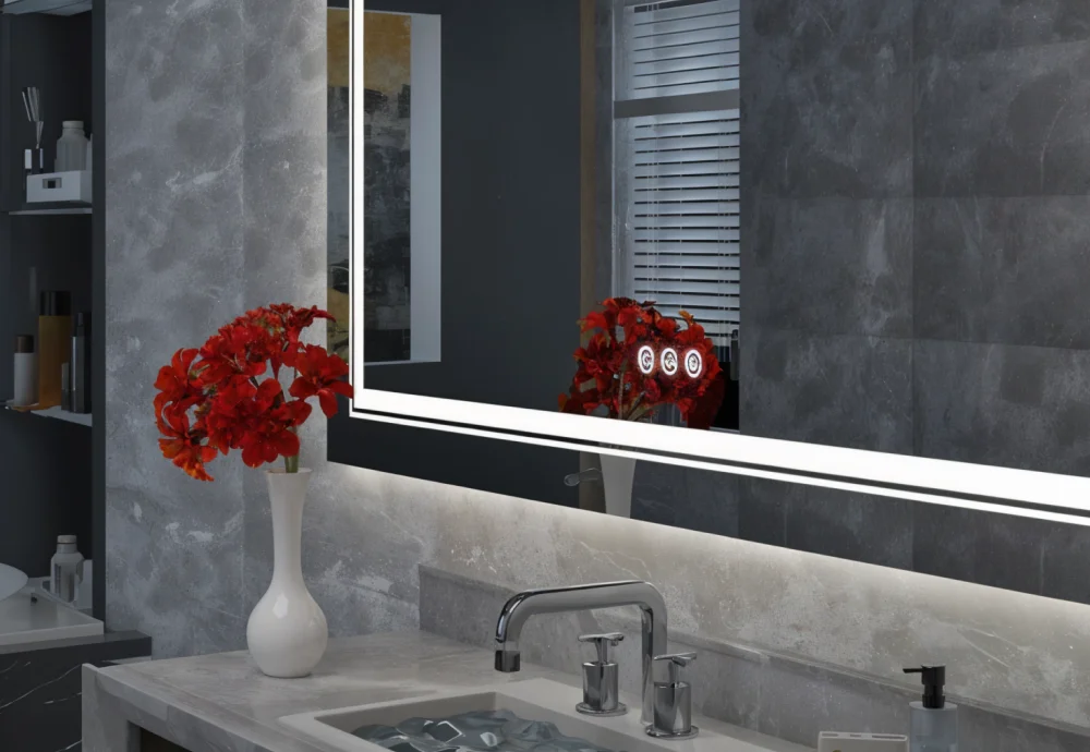 bathroom vanity with mirror and lights